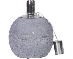 Olielamp - Bolvormig - Bol - Beton - Tuinfakkel - Grijs - 14 x 17 cm