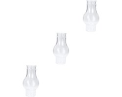 Olielamp Kap - Glazen Schoorsteen - Sfeer Creëren - Decoratieve Verlichting - 3 Stuks - Wit