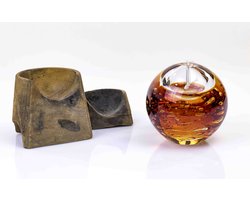 Olielamp lont - Olielamp glas - Olielamp binnen - Olielampjes voor op tafel - Bruin Geel