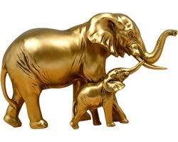 Olifant Decoraties,Olifant Standbeelden,Hars Decoratie,Brengt Geluk Moeder en Kind Olifant Geschenk Boekenplank Decor Woonkamer Decoratie TV Stand Decoratie Goud