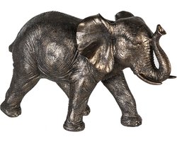 Olifant Zambezi volwassen slurf omhoog 18 cm hoog - decoratief beeld figuur - 4 seizoenen - beeld - decoratie voor binnen - interieurdecoratie - herfstcollectie - wintercollectie - zomercollectie- geschenk - cadeau - gift - verjaardag - Kerst - Nieuw
