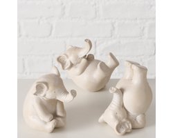Olifanten - Beeld - 3 set - Beige - Gym - 9.5x6x10cm - Polyresin - Decoratie