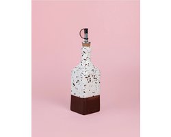 Olijfolie dispenser - Brownie - Spaans - Handgemaakt - 475ml - Keramiek - Wit - Bruin - Zwart - Keuken - Koken - Bakken - Olijf - Fles