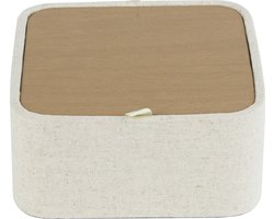 Oliva's - Compacte sieradendoos - Juwelendoos - Met spiegel - Linnen wit