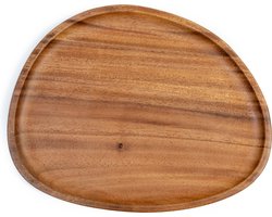 Oliva's - Dienblad / Serveerschaal / Houten plateau - 21 x 26 cm - Ovaal - Hout walnoot