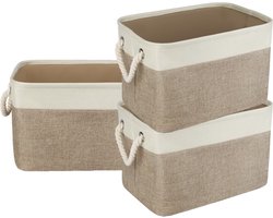 Oliva's - Kast Organizers - Set van 3 stevige opbergmanden - Opberg box / doos / mand - Bruin