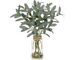 Olive in glass vase - kunstplant - decoratieve planten - trouwdecoratie - binnenhuisdecoratie - kantoor tafelvaas versiering