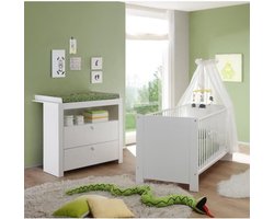 OLIVIA Ledikantenset 70x140 cm en dressoir met commode in wit melamine