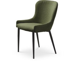 Olivine Brigitta Eetkamerstoel Groen - Bouclé - Stof - Zwart Metalen Poten - Comfortabel - Scandinavisch - Landelijk