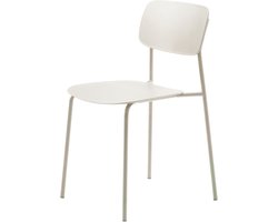 Olivine Julan Eetkamerstoel Beige - Kunststof - Metalen Poten - Smalle Eetkamerstoel - Zonder Armleuning