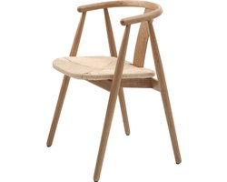 Olivine Kenza Eetkamerstoel Naturel - Hout - Eiken - met Rieten Zitting - Eettafelstoel - Armleuning
