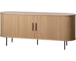 Olivine Lenn Dressoir Naturel - Hout - met Schuifdeuren - Verstelbare Planken - Ovaal - Scandinavisch - Opbergkast - 180 x 45 x 76 cm