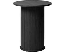 Olivine Lenn Ronde Bijzettafel - Hout - Tafeltje voor Woonkamer - Modern - Verticale Latten - Zwart Eiken - Ø 50 x 55 cm