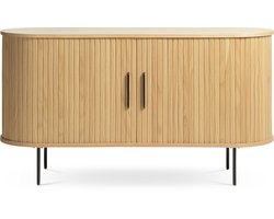 Olivine Lenn Sideboard Naturel - Hout - Dressoir - met Schuifdeuren - Verstelbare Planken - Ovaal - Modern - Opbergkast - 140 x 45 x 76 cm