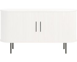 Olivine Lenn Sideboard Wit - Hout - Dressoir - met Schuifdeuren - Verstelbare Planken - Ovaal - Modern - Opbergkast - 140 x 45 x 76 cm