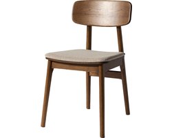 Olivine Nowi Houten Eetkamerstoel Gerookt Eiken - Lichtbruin Zitkussen - Eiken Hout- Design