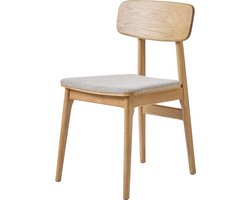Olivine Nowi Houten Eetkamerstoel Naturel - Lichtgrijs Zitkussen - Eikenhout - Design