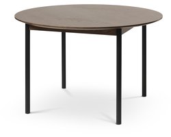 Olivine Vanja Ronde Eettafel Donkerbruin - Hout - met Zwarte Metalen Poten - Japandi - Eetkamertafel - 4 Persoons - Ø120 x 75 cm