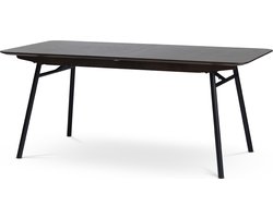 Olivine Vanja Uitschuifbare Eettafel Donkerbruin - Hout - met Zwarte Metalen Poten - Japandi - Inclusief Verlengstuk - 180-230 x 90 cm