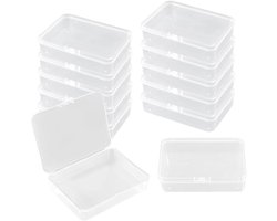 OLOEY 12-delige transparante plastic organizer–Transparante plastic doosjes met deksel–Opbergdoosjes–Kleine transparante opbergbakjes–Voor sieraden-kralen en kleine voorwerpen(10.5x7.5x2.5cm)