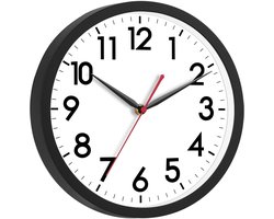 OLOEY 12 inch wandklok-geruisloos-tikt niet-moderne wandklokken op batterijen – analoge klassieke klok voor op kantoor-thuis-in de badkamer-keuken-slaapkamer-school en woonkamer (zwart)