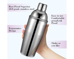OLOEY 6-stuks set-roestvrij staal shaker cup-meter cup shaker roer lepel-huishoudelijke cocktail modulatie gereedschap