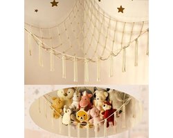 OLOEY Opberghangmat of -net voor knuffels – Groot opbergnet voor knuffels als kamerdecoratie – Schattige opberghouder voor knuffels – Onmisbaar voor de kinderkamer- wanddecoratie voor de slaapkamer en het huis