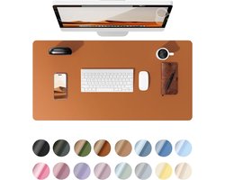 OLOEY PU Cortex Large Desktop Mat-Anti-slip waterbestendig en vuil-Combineer muis mat met schrijven desktop mat functie-Textuur Premium-Eenvoudig te hanteren-thuis kantoor dual-purpose-50 x 90cm-bruin