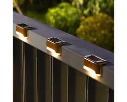 OLOEY Solar Deckverlichting voor Buiten(16-pack)–Waterdichte LED-trapverlichting op zonne-energie voor buitentrappen-treden-schuttingen-tuinen-terrassen en paden(Bruin-Warmwit)