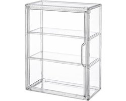 OLOEY Transparante, drielaagse vitrinekast van acryl met magnetische deur, stofvrije wandvitrine, geschikt voor verzamelobjecten en actiefiguren.