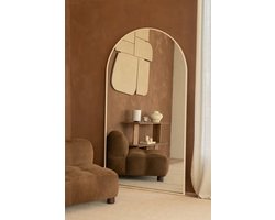 OlsaLiving Boogspiegel 180x100 cm - Beige - Staande Spiegel - Passpiegel Groot - Grote Spiegel Slaapkamer - Spiegel Woonkamer - Japandi Spiegel - Organische Spiegel - Wandspiegel - Design Spiegel