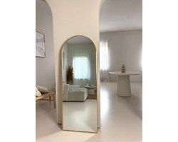 OlsaLiving Gouden Staande Ovale Spiegel 160x60 cm – Luxe Boogspiegel met Voet of Wandmontage - Design Passpiegel voor Slaapkamer of Hal