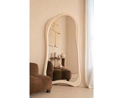 OlsaLiving Organische Spiegel 180x100 cm - Beige - Grote Staande Passpiegel - Massief Houten Frame - Japandi Design