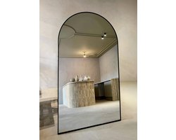 OlsaLiving Staande Spiegel Ovaal 180x100 cm – Design Spiegel met Mat Zwart Frame – Grote Passpiegel