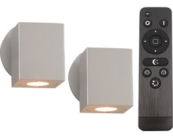 Olucia - 2 buitenlampen Rudy, 12V, incl. aansluitset en afstandsbediening - Vorm: Rechthoek