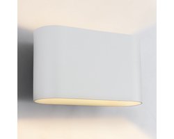Olucia - Aluminium wandlamp Rodigo, Wit - Geschikt voor Hal/Kantoor/School/Slaapkamer/Woonkamer - Vorm: Ovaal