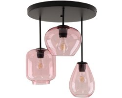 Olucia - CAIA - Plafondlamp - Roze / Zwart - Vorm: Rond