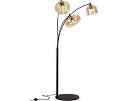 Olucia - CAIA - Vloerlamp - Amber / Zwart - Vorm: Rechthoek