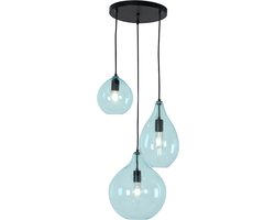 Olucia - CEES - Hanglamp - Blauw / Zwart - 3L - Vorm: Ovaal