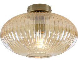 Olucia - CHARLOIS - Plafondlamp - Amber / Goud - Vorm: Ovaal