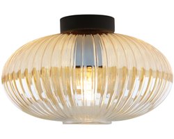 Olucia - CHARLOIS - Plafondlamp - Amber / Zwart - Vorm: Rond