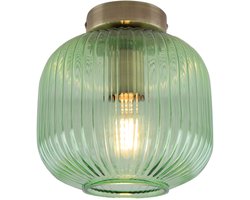 Olucia - CHARLOIS - Plafondlamp - Goud / Groen - Geschikt voor Woonkamer - Vorm: Rond