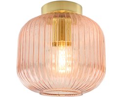 Olucia - CHARLOIS - Plafondlamp - Roze / Goud - Geschikt voor Woonkamer - Vorm: Rond