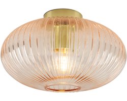 Olucia - CHARLOIS - Plafondlamp - Roze / Goud - Vorm: Ovaal