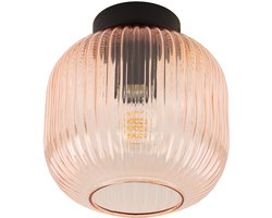 Olucia - CHARLOIS - Plafondlamp - Roze / Zwart - Vorm: Rond
