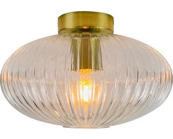 Olucia - CHARLOIS - Plafondlamp - Transparant / Goud - Vorm: Ovaal