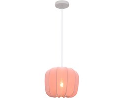 Olucia - DEBORAH - Hanglamp - Roze / Wit - Vorm: Ovaal