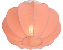 Olucia - DEBORAH - Plafondlamp - Roze / Wit - Vorm: Ovaal