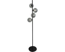 Olucia - Design vloerlamp grijs, Remo, met schakelaar - Vorm: Bol