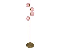 Olucia - Design vloerlamp roze, Remo, met schakelaar - Vorm: Bol